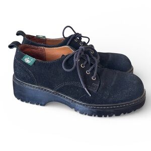 Earth Shoes Lexi Black Suede Lace Up Oxford Loafer Size 6